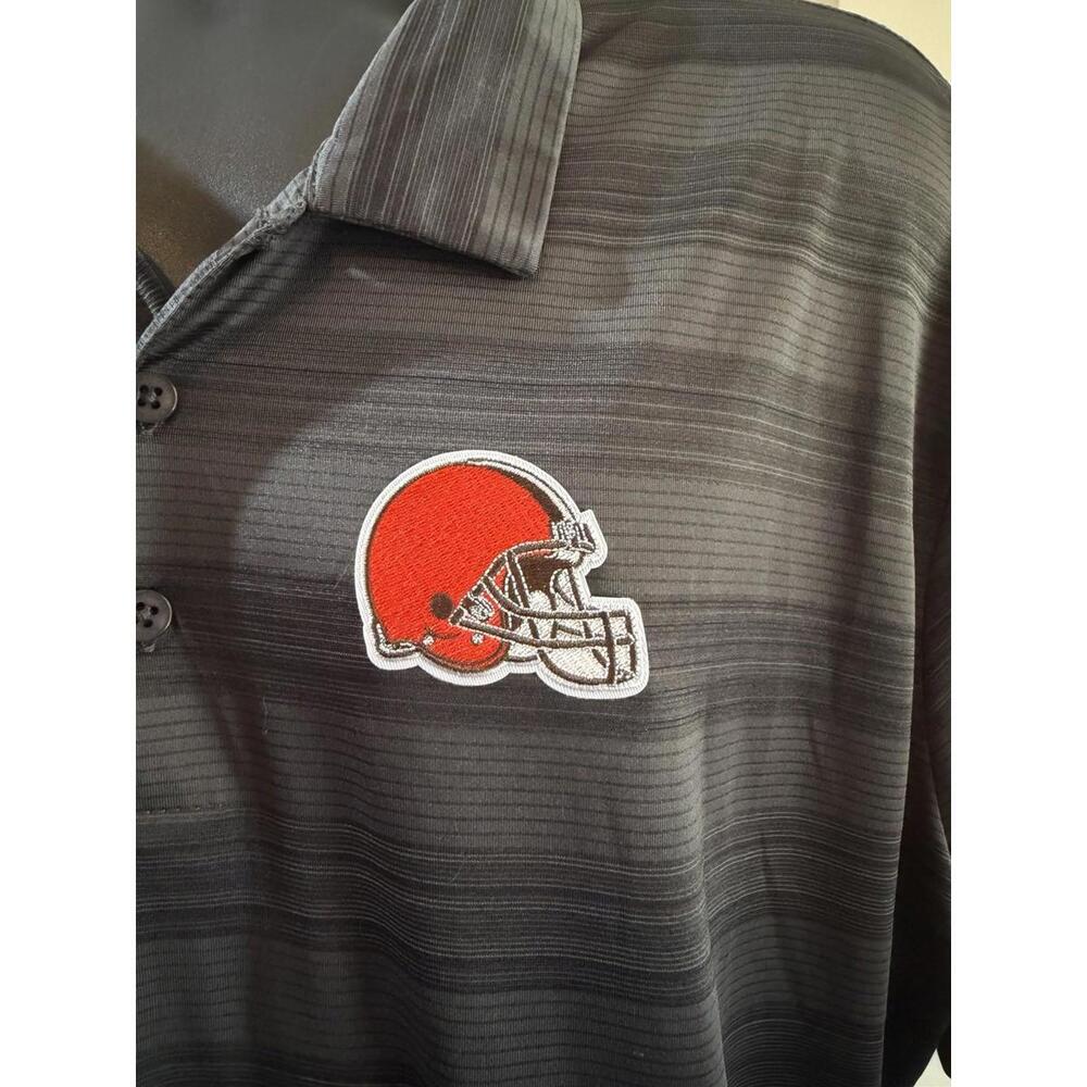 Antigua Cleveland Browns Golf Shirt Mens 2XL Gray Embroidered Polo - Picture 2 of 7